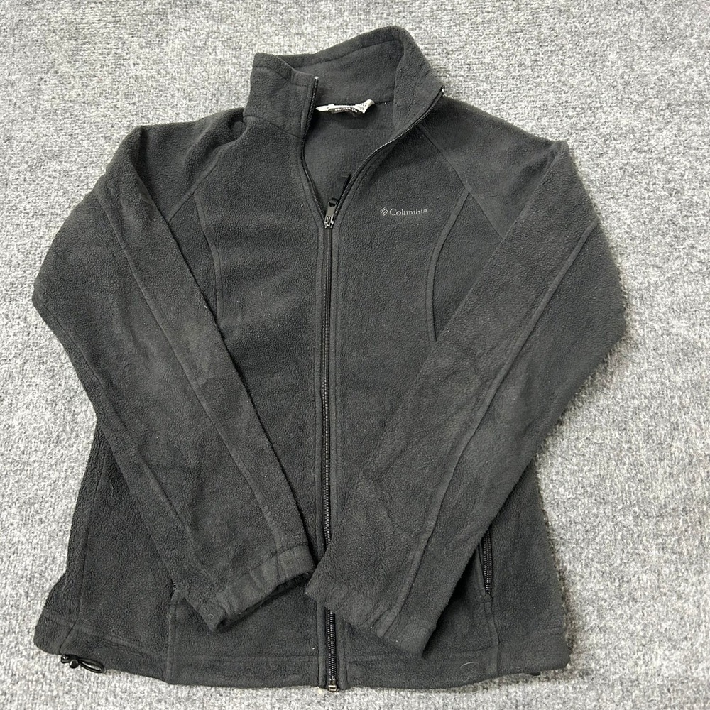 Columbia Fleece Jacket Womens Size S Black Full Zip Mock Neck Outdoor Light